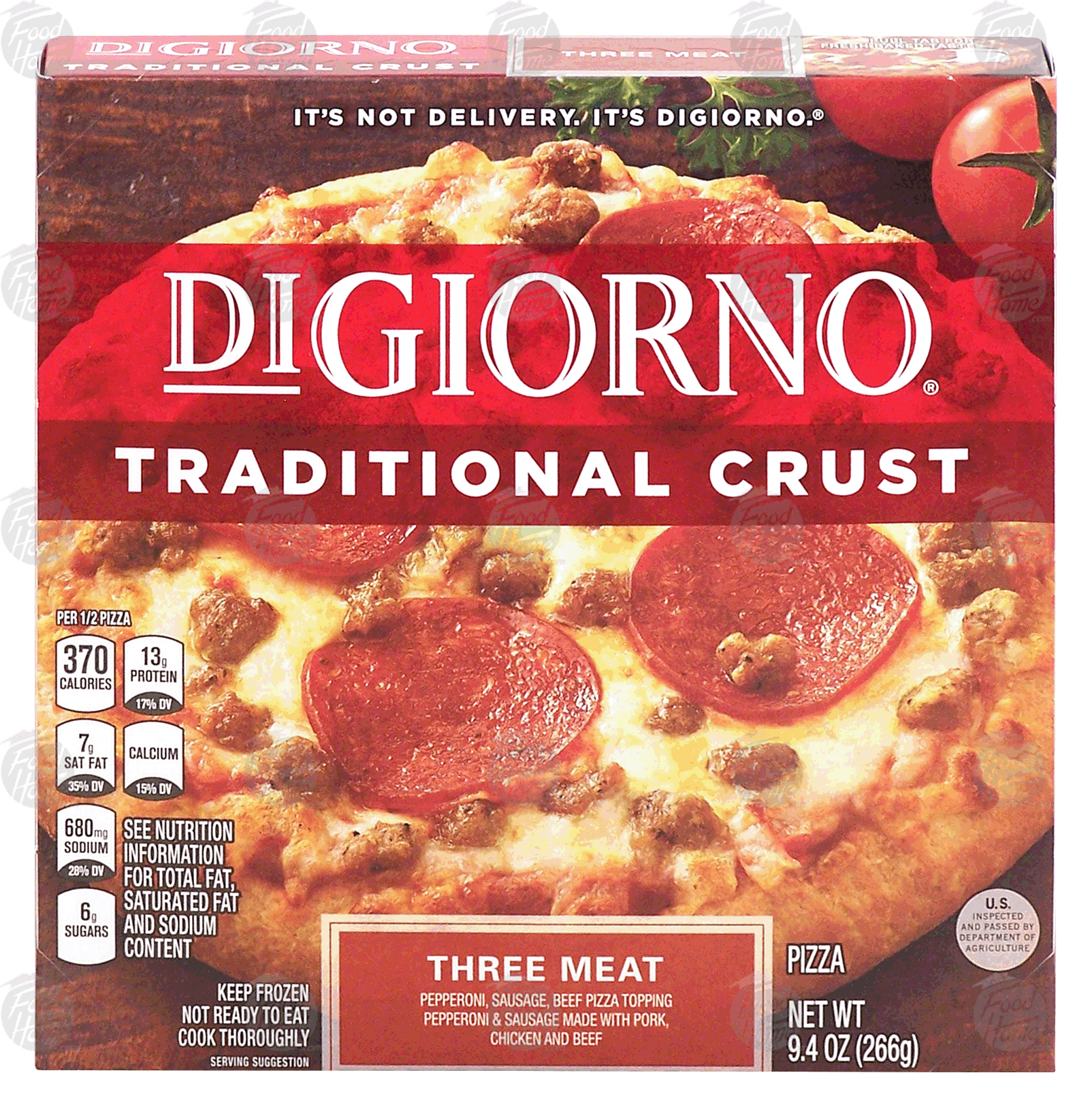 Digiorno Traditional Crust three meat pizza with pepperoni, sausage & beef topping Full-Size Picture